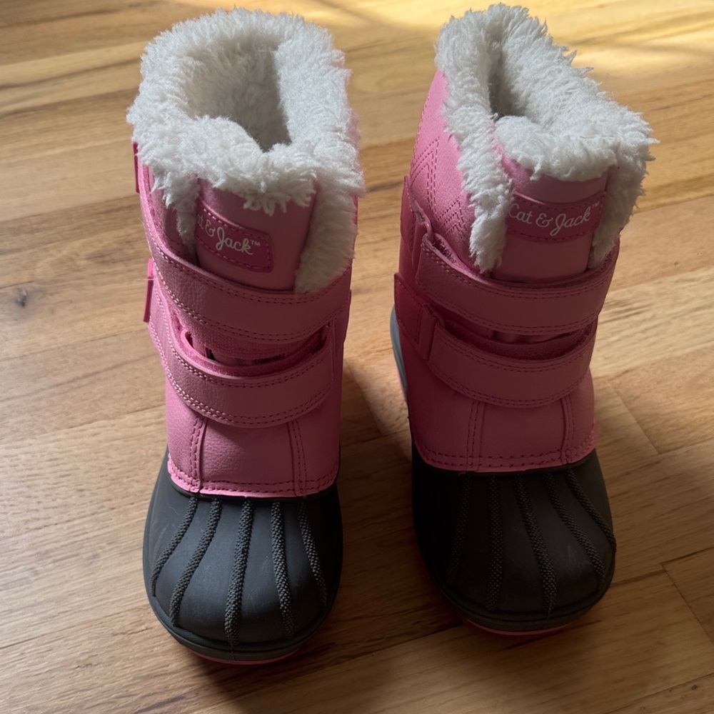 Cat & Jack Pink and Black Kids Snow Boots toddler size 12